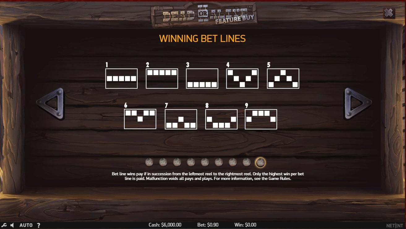 Dead or Alive 2 Slot Paylines